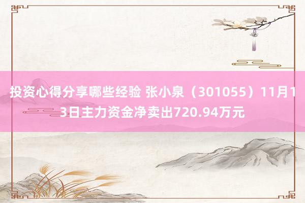 投资心得分享哪些经验 张小泉（301055）11月13日主力资金净卖出720.94万元