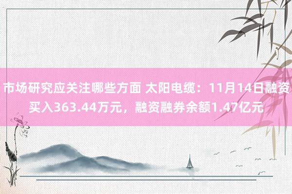 市场研究应关注哪些方面 太阳电缆：11月14日融资买入363.44万元，融资融券余额1.47亿元