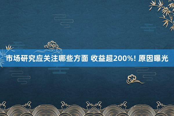 市场研究应关注哪些方面 收益超200%! 原因曝光