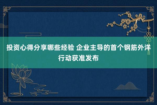 投资心得分享哪些经验 企业主导的首个钢筋外洋行动获准发布