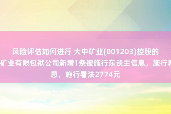 风险评估如何进行 大中矿业(001203)控股的安徽金日晟矿业有限包袱公司新增1条被施行东谈主信息，施行看法2774元