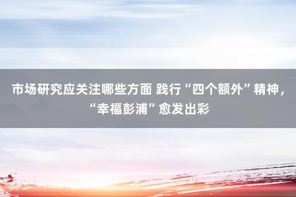 市场研究应关注哪些方面 践行“四个额外”精神，“幸福彭浦”愈发出彩