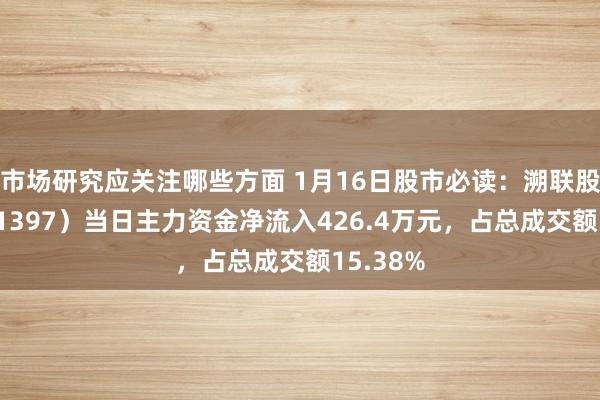 市场研究应关注哪些方面 1月16日股市必读：溯联股份（301397）当日主力资金净流入426.4万元，占总成交额15.38%