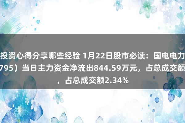 投资心得分享哪些经验 1月22日股市必读：国电电力（600795）当日主力资金净流出844.59万元，占总成交额2.34%