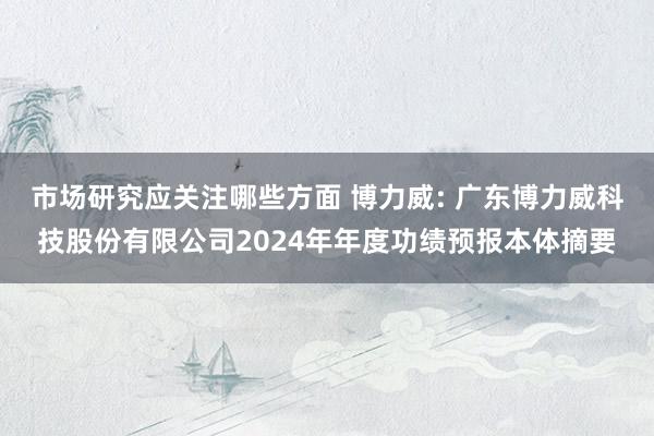 市场研究应关注哪些方面 博力威: 广东博力威科技股份有限公司2024年年度功绩预报本体摘要