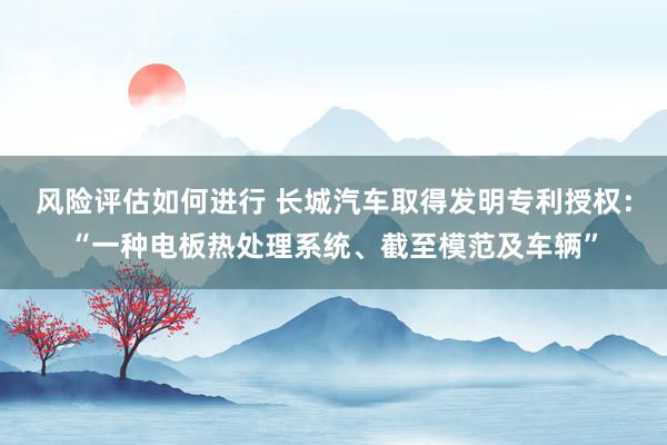 风险评估如何进行 长城汽车取得发明专利授权：“一种电板热处理系统、截至模范及车辆”