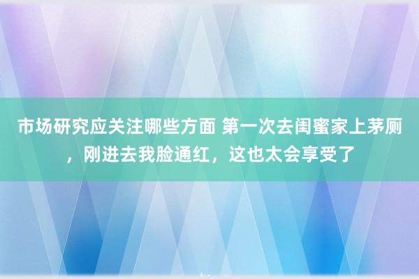 市场研究应关注哪些方面 第一次去闺蜜家上茅厕，刚进去我脸通红，这也太会享受了