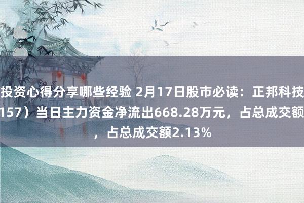 投资心得分享哪些经验 2月17日股市必读：正邦科技（002157）当日主力资金净流出668.28万元，占总成交额2.13%