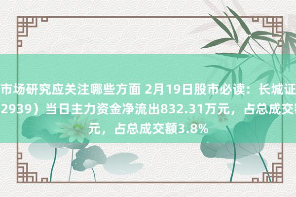 市场研究应关注哪些方面 2月19日股市必读：长城证券（002939）当日主力资金净流出832.31万元，占总成交额3.8%