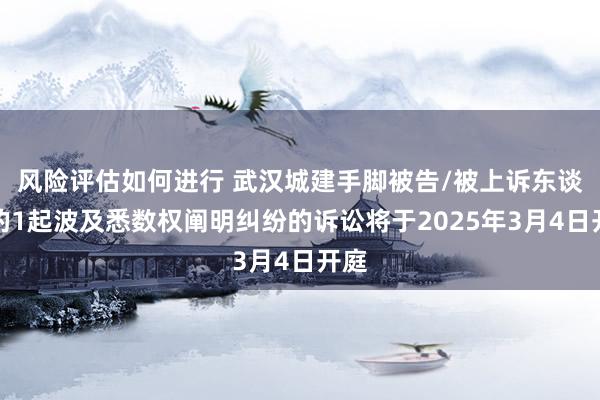 风险评估如何进行 武汉城建手脚被告/被上诉东谈主的1起波及悉数权阐明纠纷的诉讼将于2025年3月4日开庭