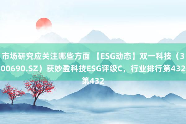 市场研究应关注哪些方面 【ESG动态】双一科技（300690.SZ）获妙盈科技ESG评级C，行业排行第432