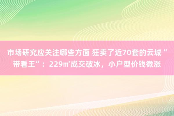 市场研究应关注哪些方面 狂卖了近70套的云城“带看王”：229㎡成交破冰，小户型价钱微涨